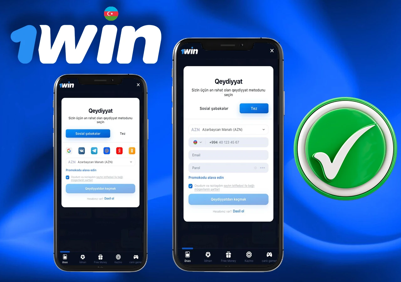 Tətbiqdə addım-addım hesab qeydiyyatı