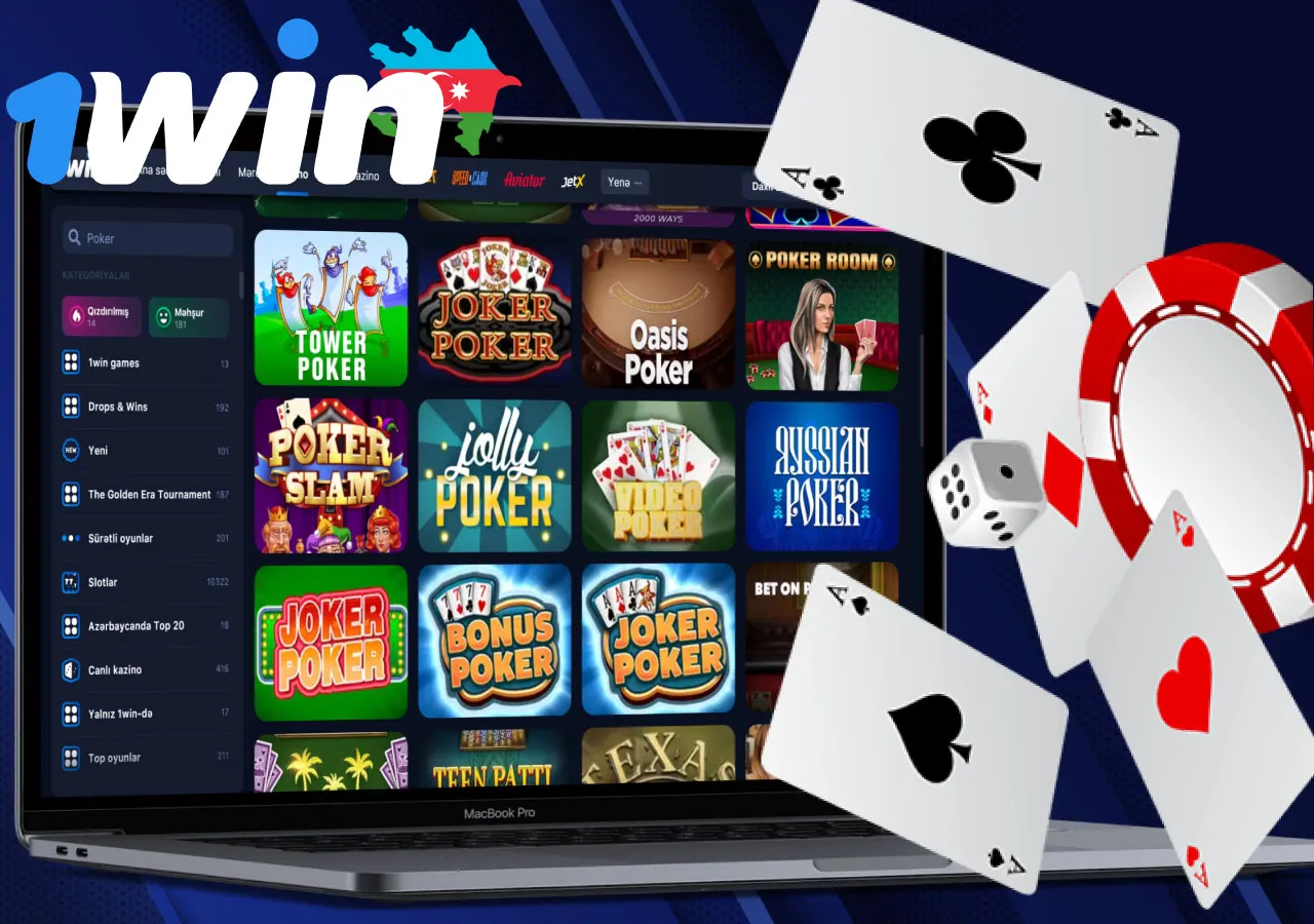 1Win-də müxtəlif növ poker oyunları mövcuddur